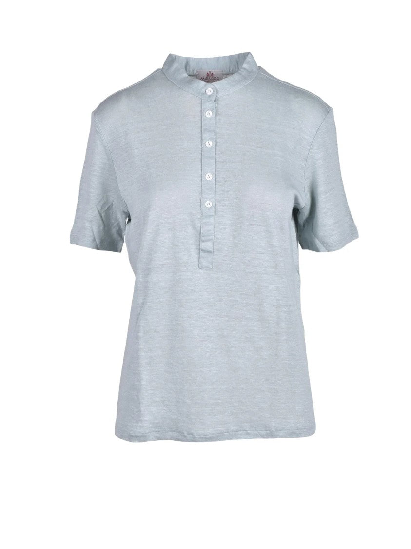 Ambrosio Aqua Green Ambrosio Short-Sleeve Linen T-Shirt