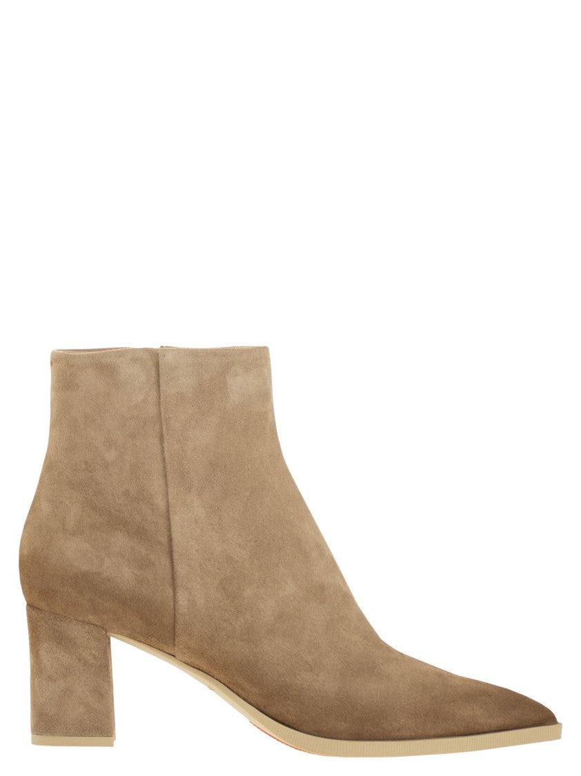 Santoni Mid-Heel Suede Ankle Boots