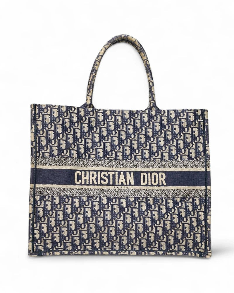 Dior Book Tote Large Jacquard Oblique Blue