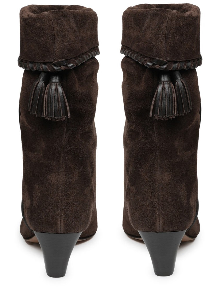 Isabel Marant Dalby Slouchy Braided Calf Leather Ankle Boots
