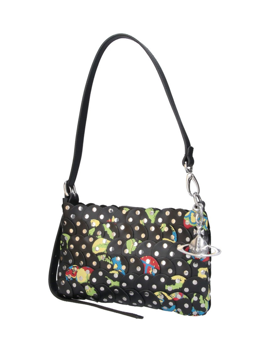 Vivienne Westwood Black Lola Floral Leather Shoulder Bag