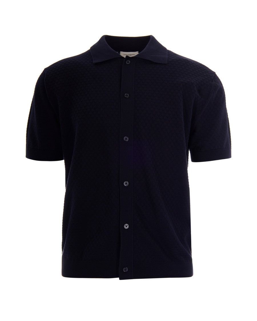 Paolo Pecora Blue Knit Polo Shirt
