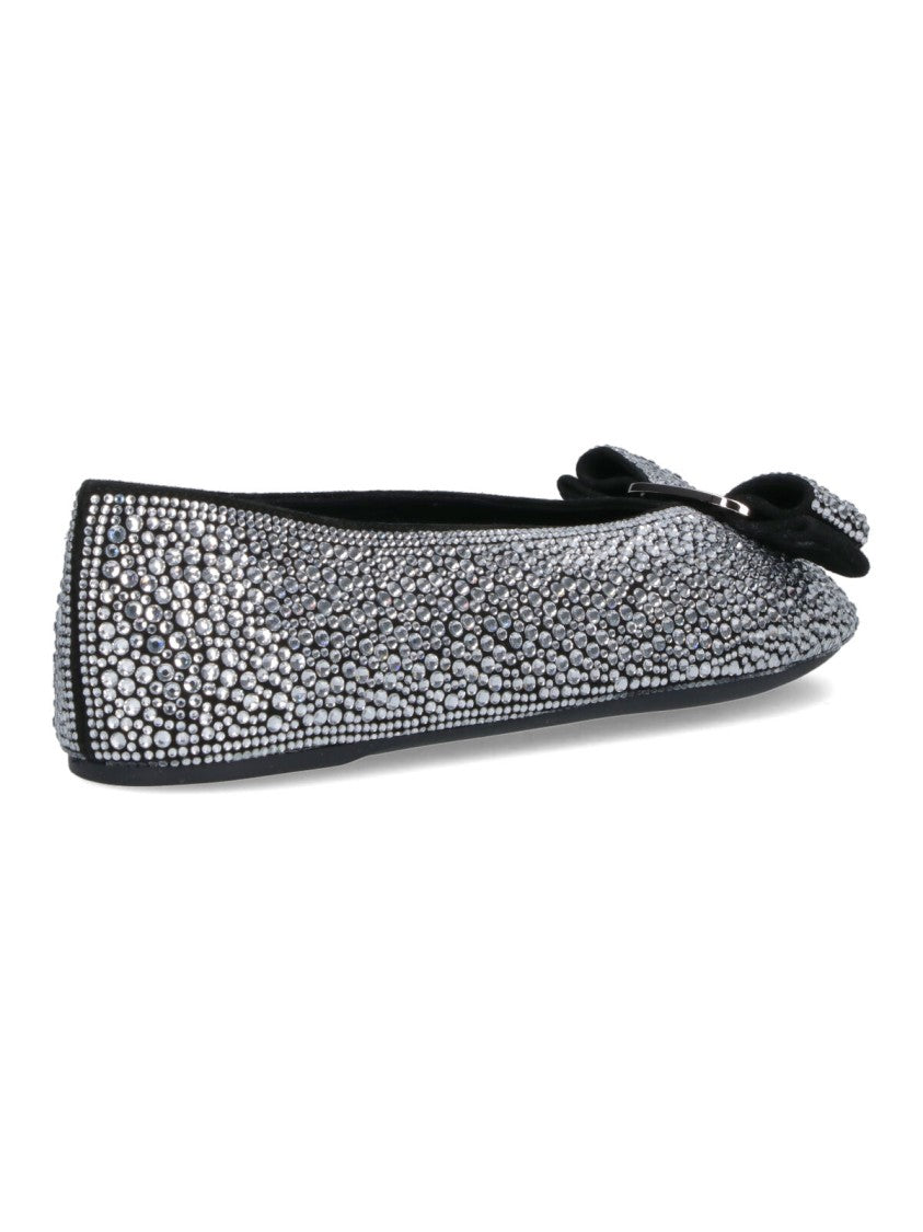 Ferragamo Studded Silver Flat Shoes