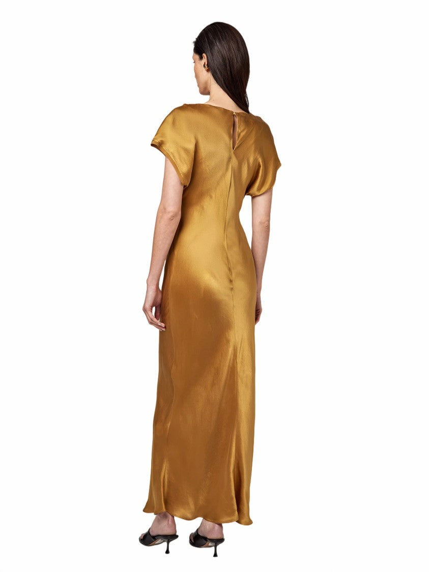 Alpha Studio Silk Round-Neck Sleeveless Maxi Dress