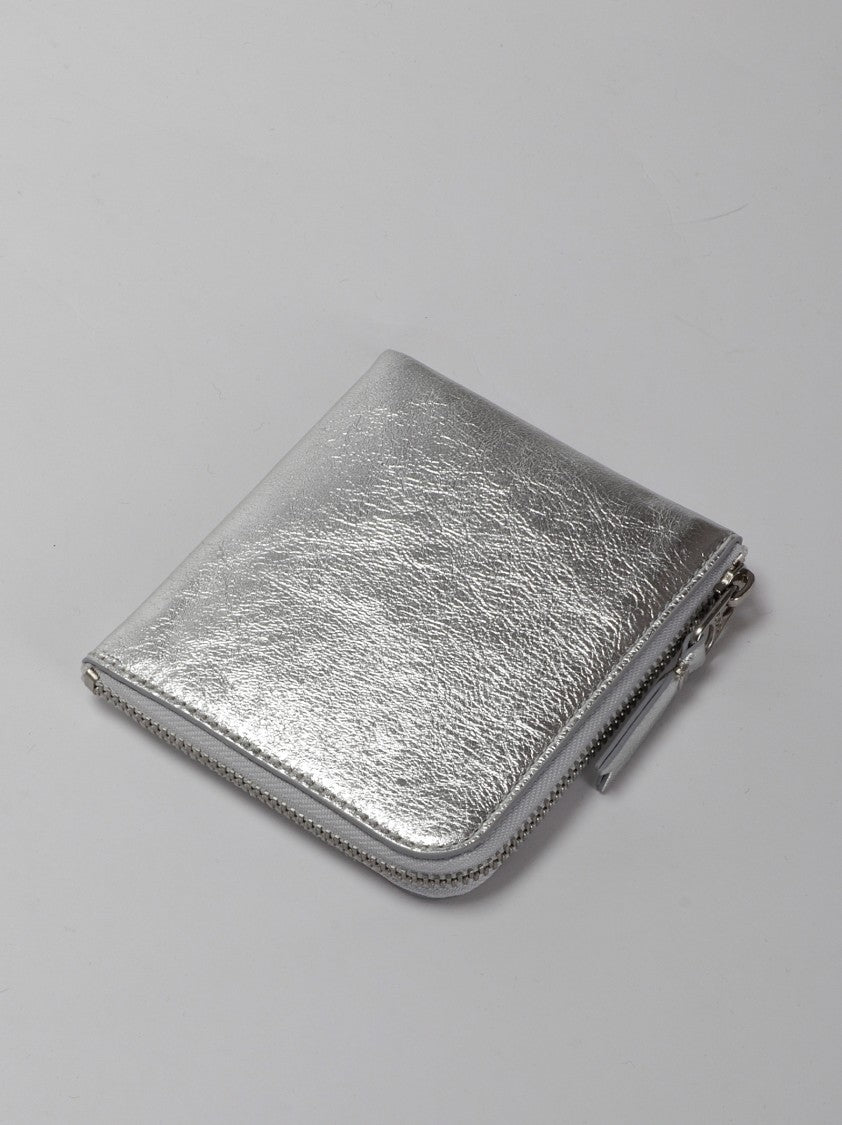 Comme Des Garçons Textured Metallic Leather Zip Wallet