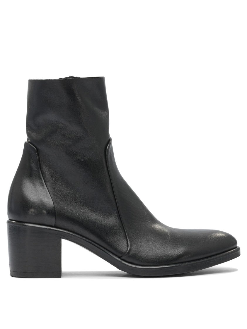 Strategia Black Leather Ankle Boots With Polished Finish