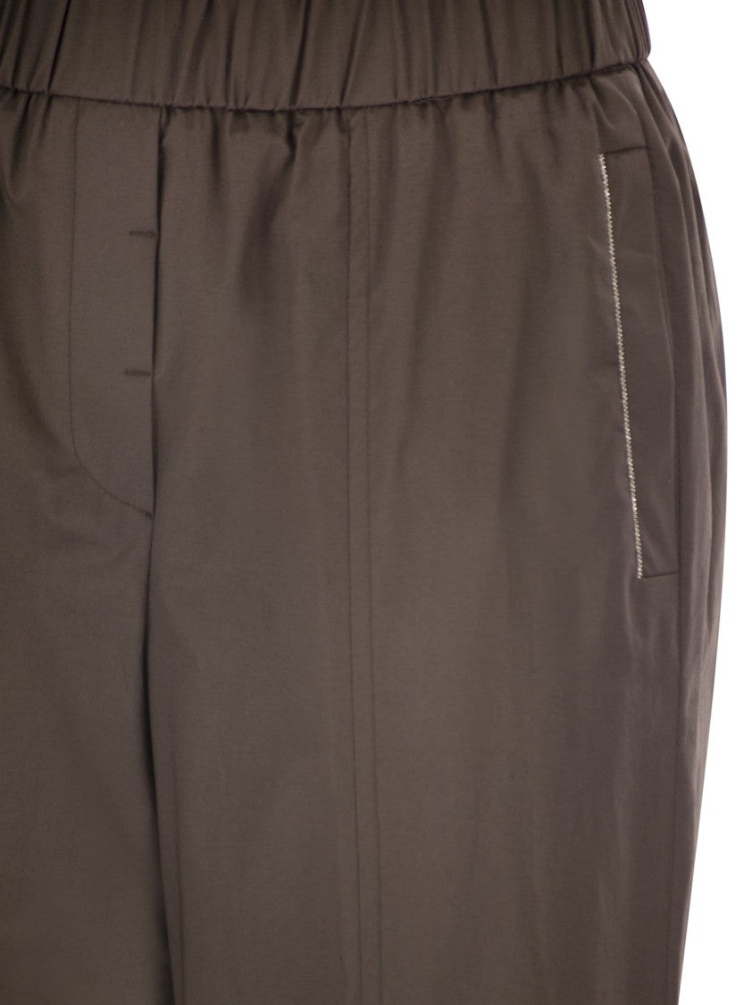 Peserico Loose-Fitting Stretch Cotton Trousers With Elasticated Waistband