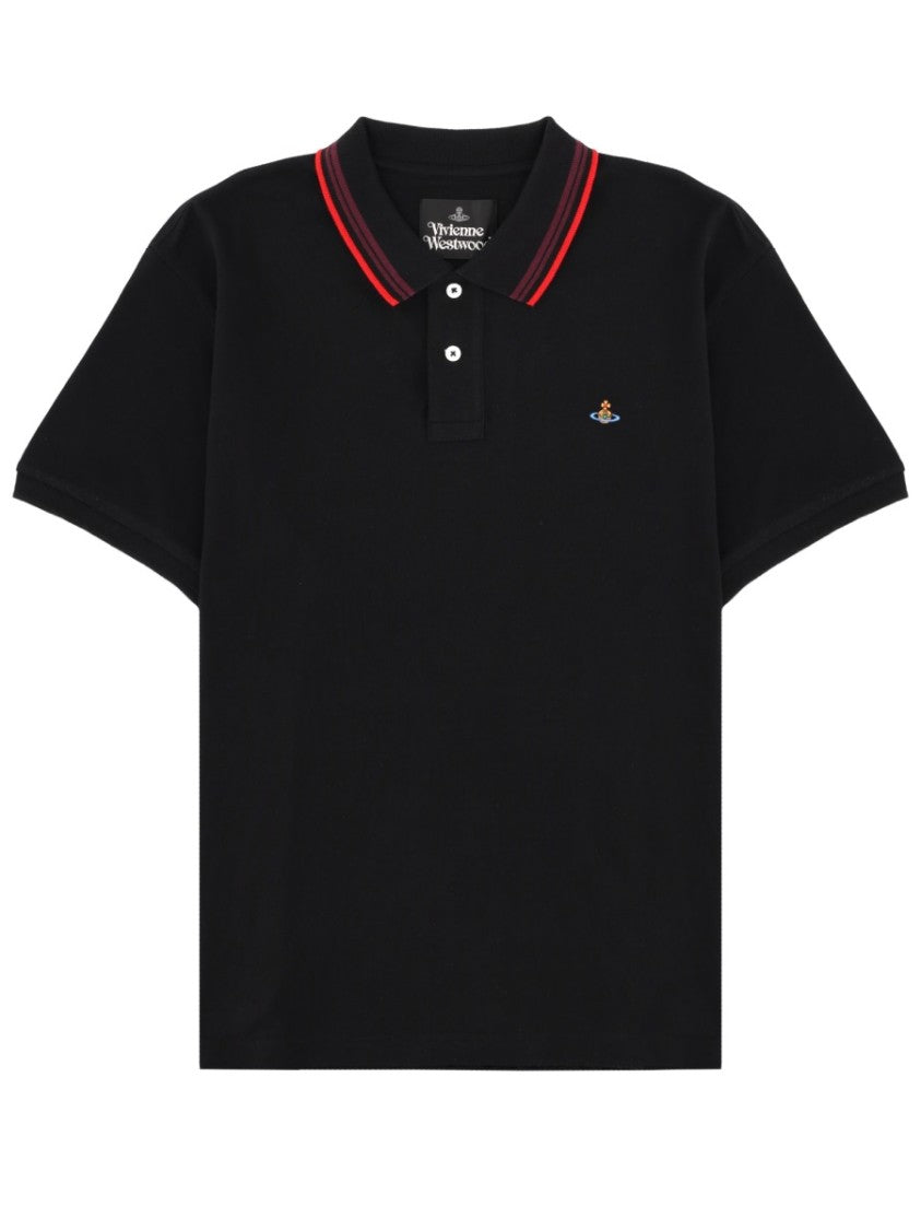 Vivienne Westwood Neutral Classic Double Stripe Collar Polo Shirt