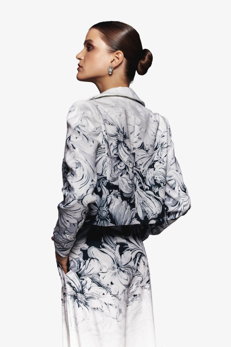 Saiid Kobeisy Crepe Printed, Cropped Jacket
