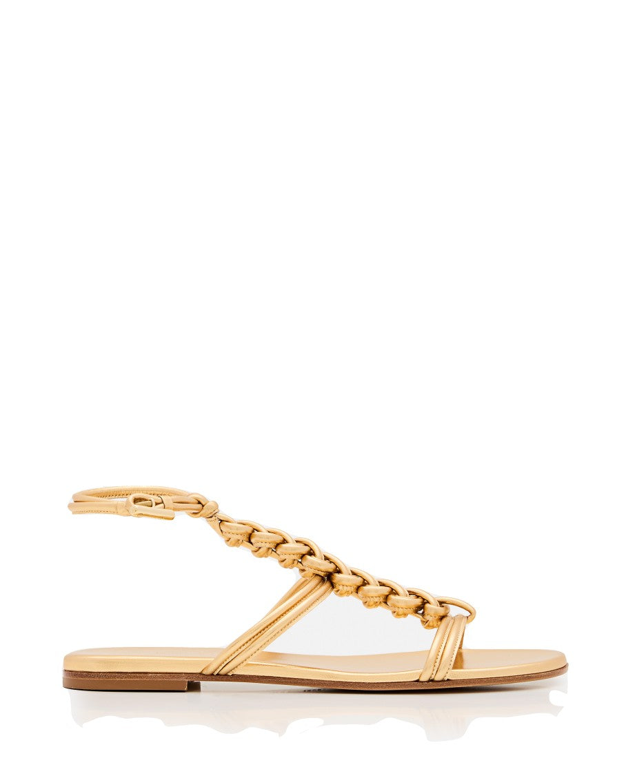 Gianvito Rossi Woven Leather Sandals With Round Open Toe Design