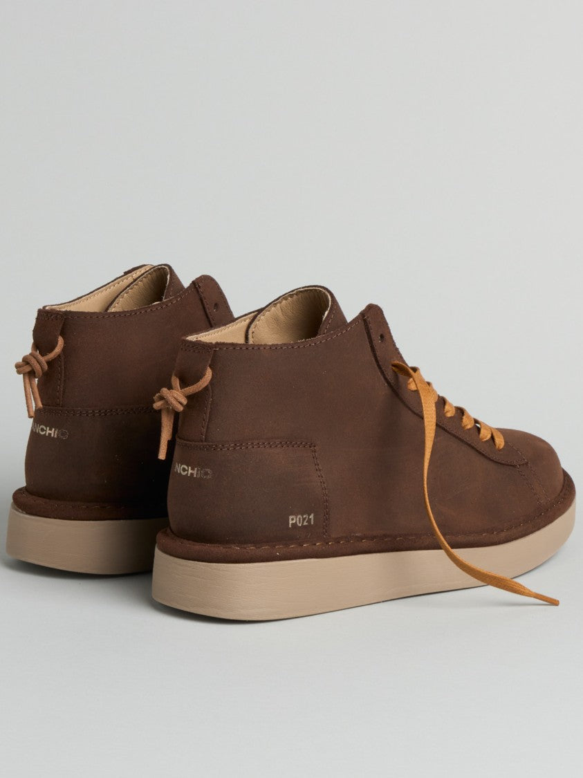 Panchic Mid-Top Sneakers In Rich Brown Suede With Minimalist Design
