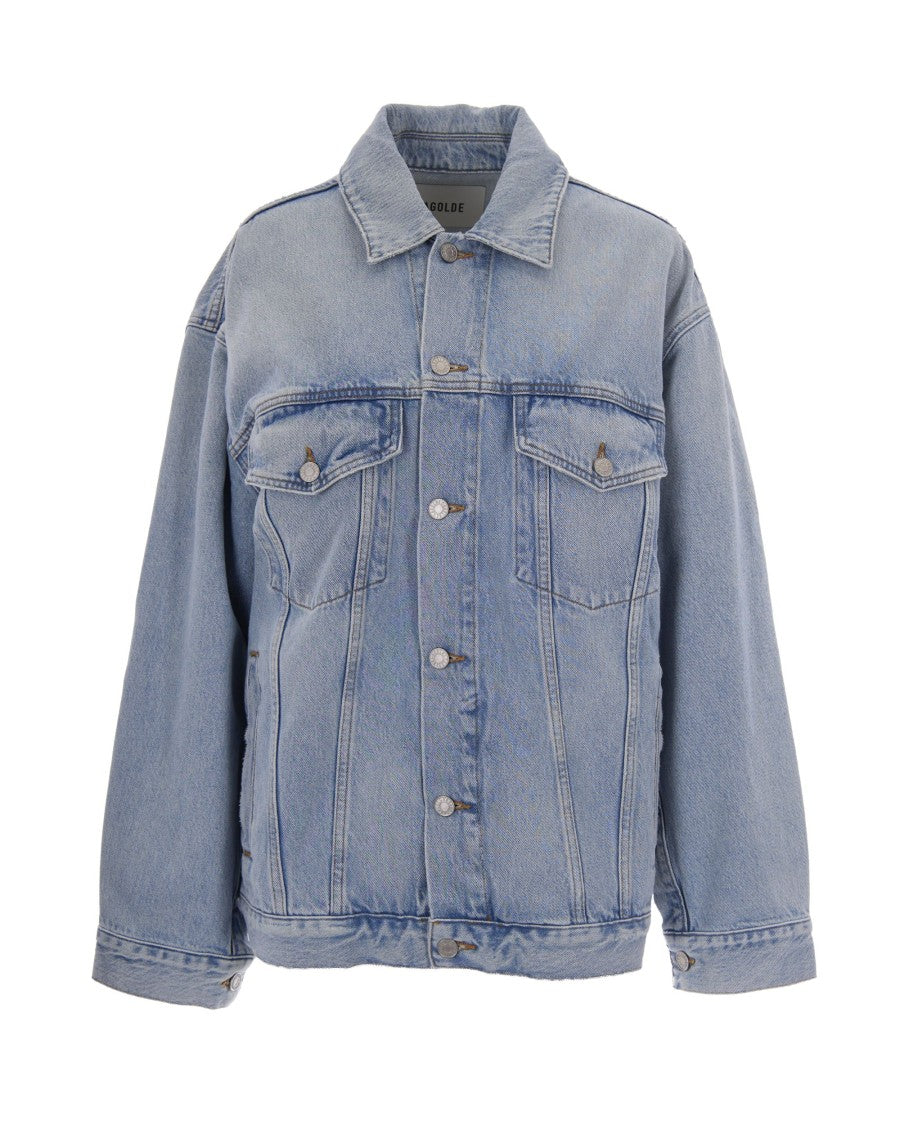 Agolde Oversized Indigo Wash Denim Jacket With Classic Pocket Design