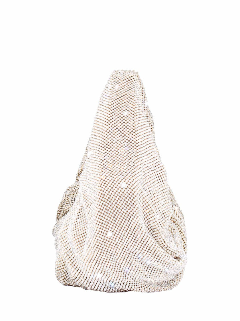 Benedetta Bruzziches Draped Aluminum Mesh Handbag With Rhinestone Detailing