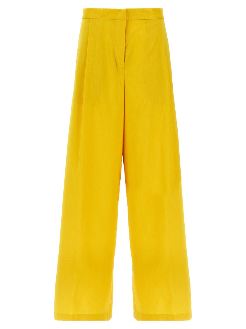 Fabiana Filippi Wide-Leg Cotton Blend Trousers With Pin Tucks