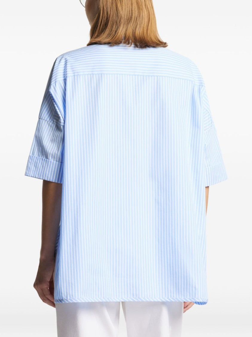 Fay Vertical Striped Loose-Fitting Shirt With Concealed Button Fastening