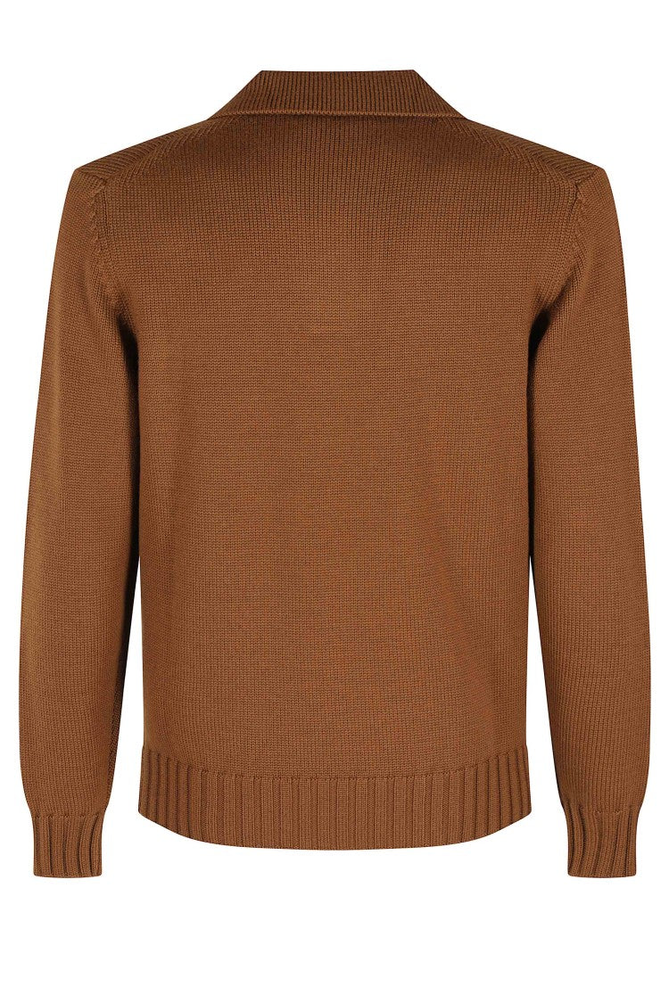 Filippo De Laurentiis Merino Wool Skipper Polo Shirt In Toffee