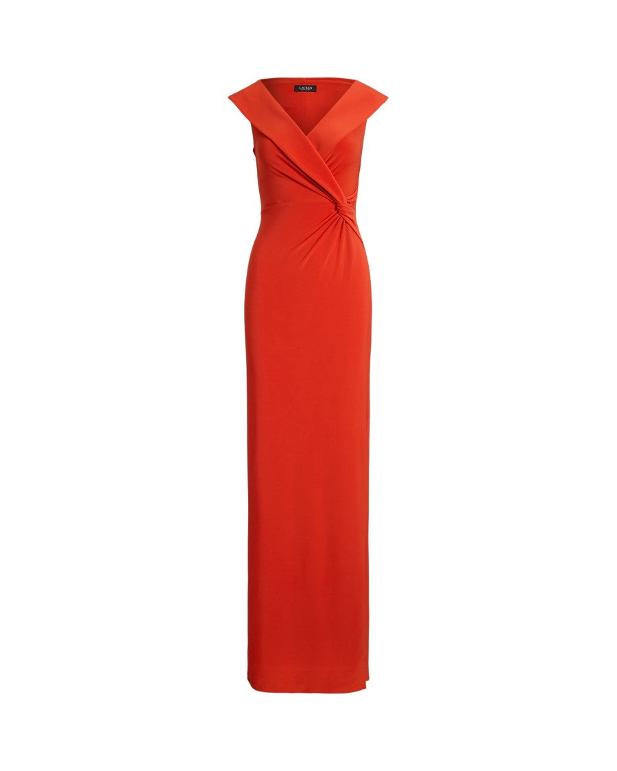 Lauren Ralph Lauren Red Leonidas Sleeveless Evening Gown
