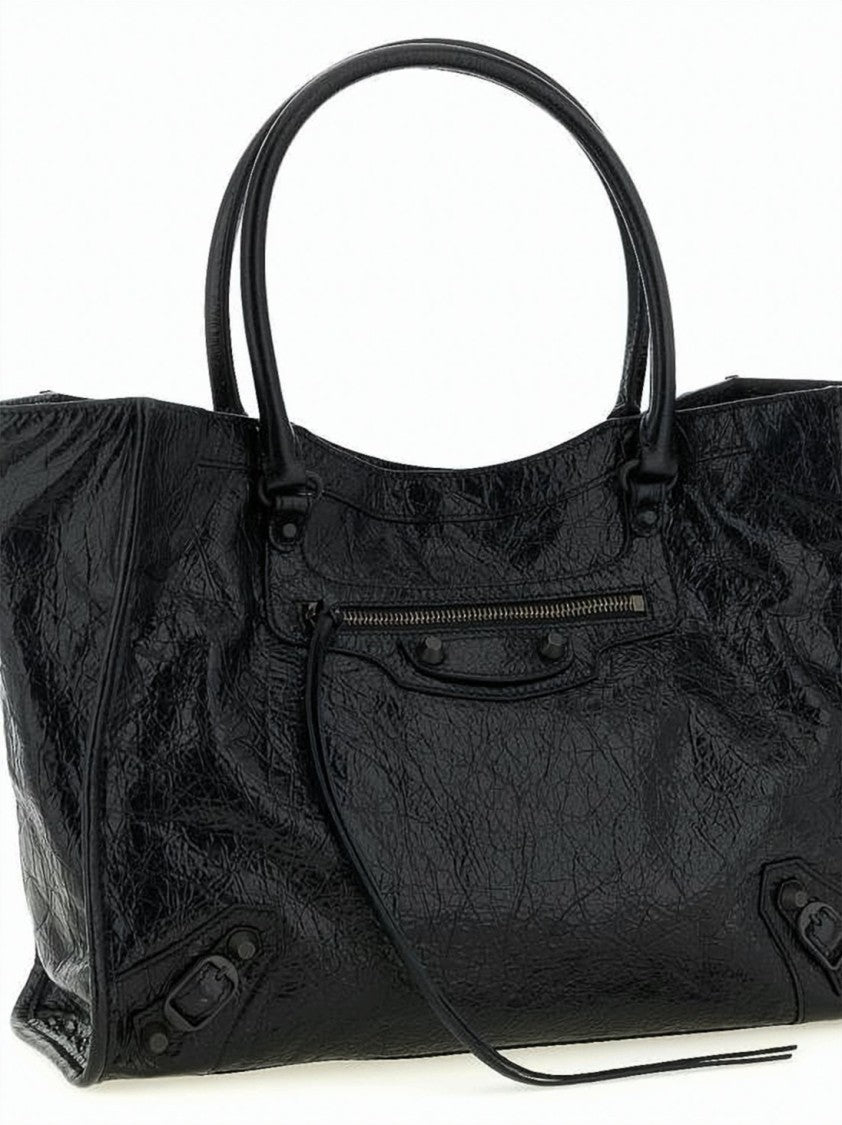 Balenciaga Textured Lambskin Tote Bag With Stud Detailing