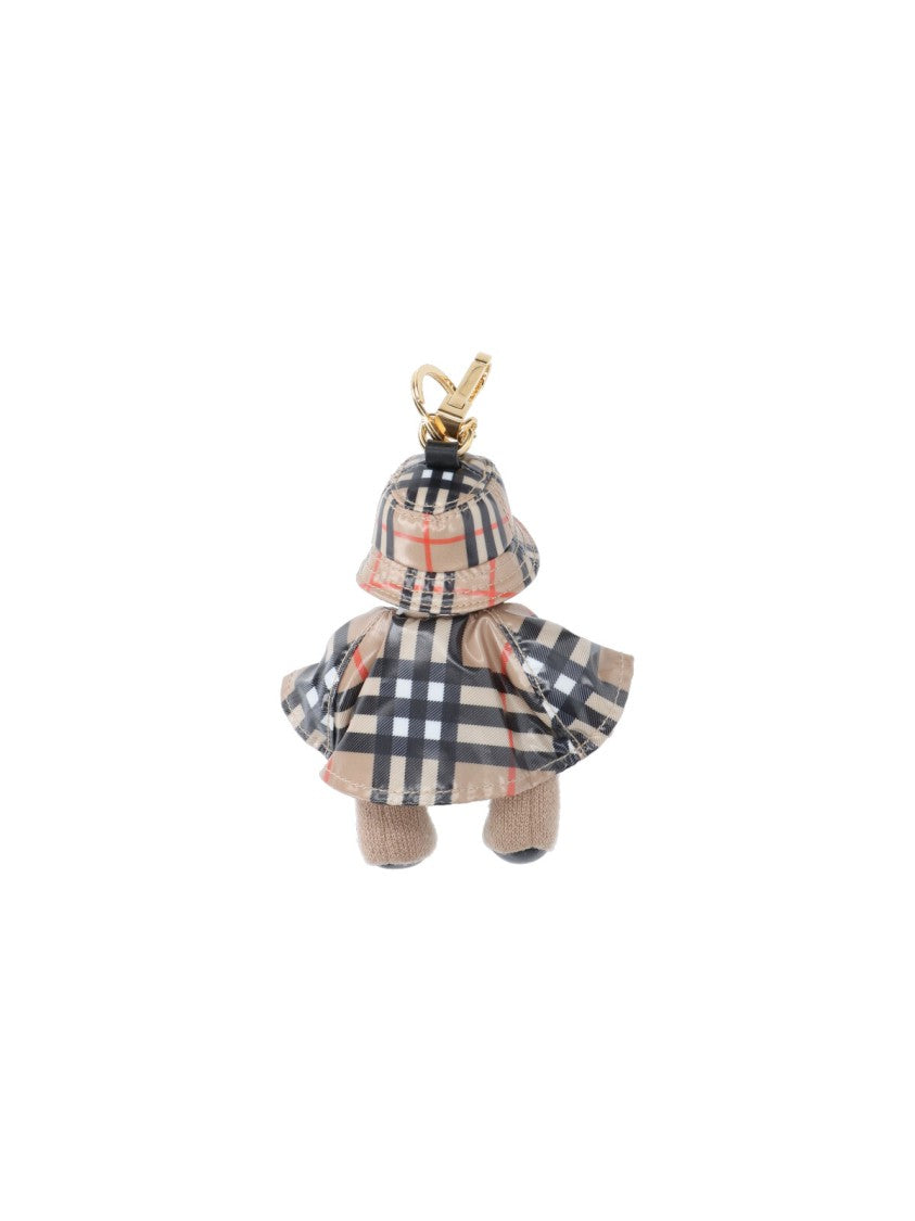 Burberry Beige Minimalist Keychain With Smooth Finish