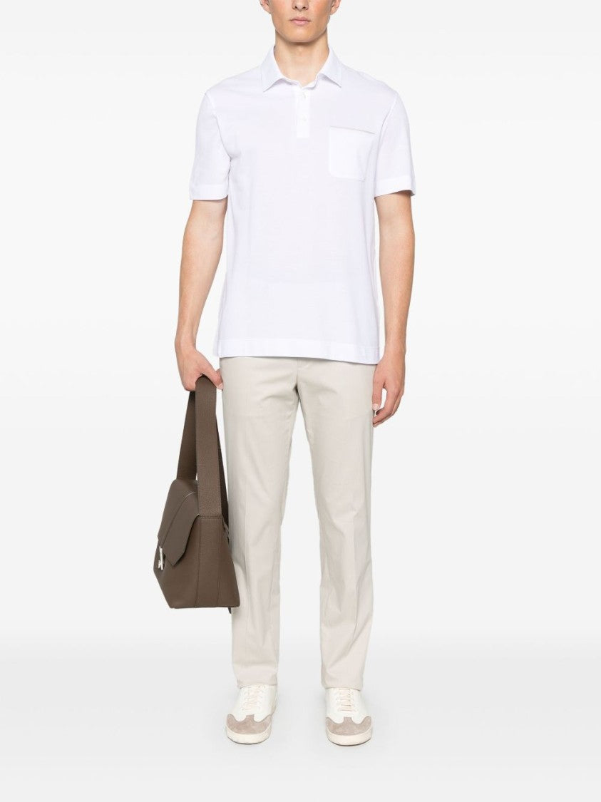 Ermenegildo Zegna Refined White Polo Shirt With Button Placket