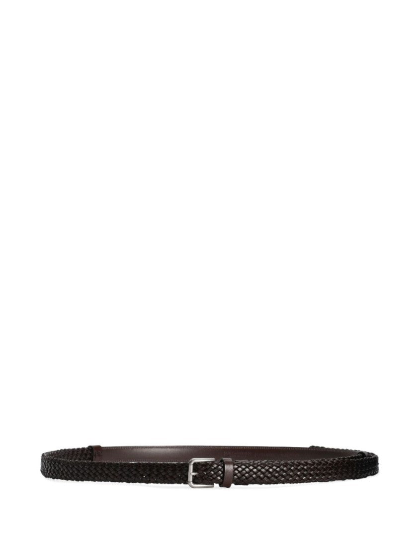Dolce & Gabbana Woven Design Brown Belt With Pin-Buckle Fastening