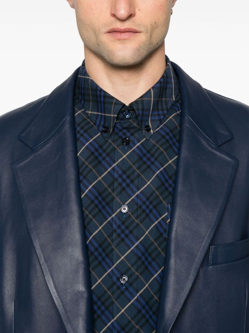 Burberry Classic Plaid Long-Sleeved Shirt In Blue