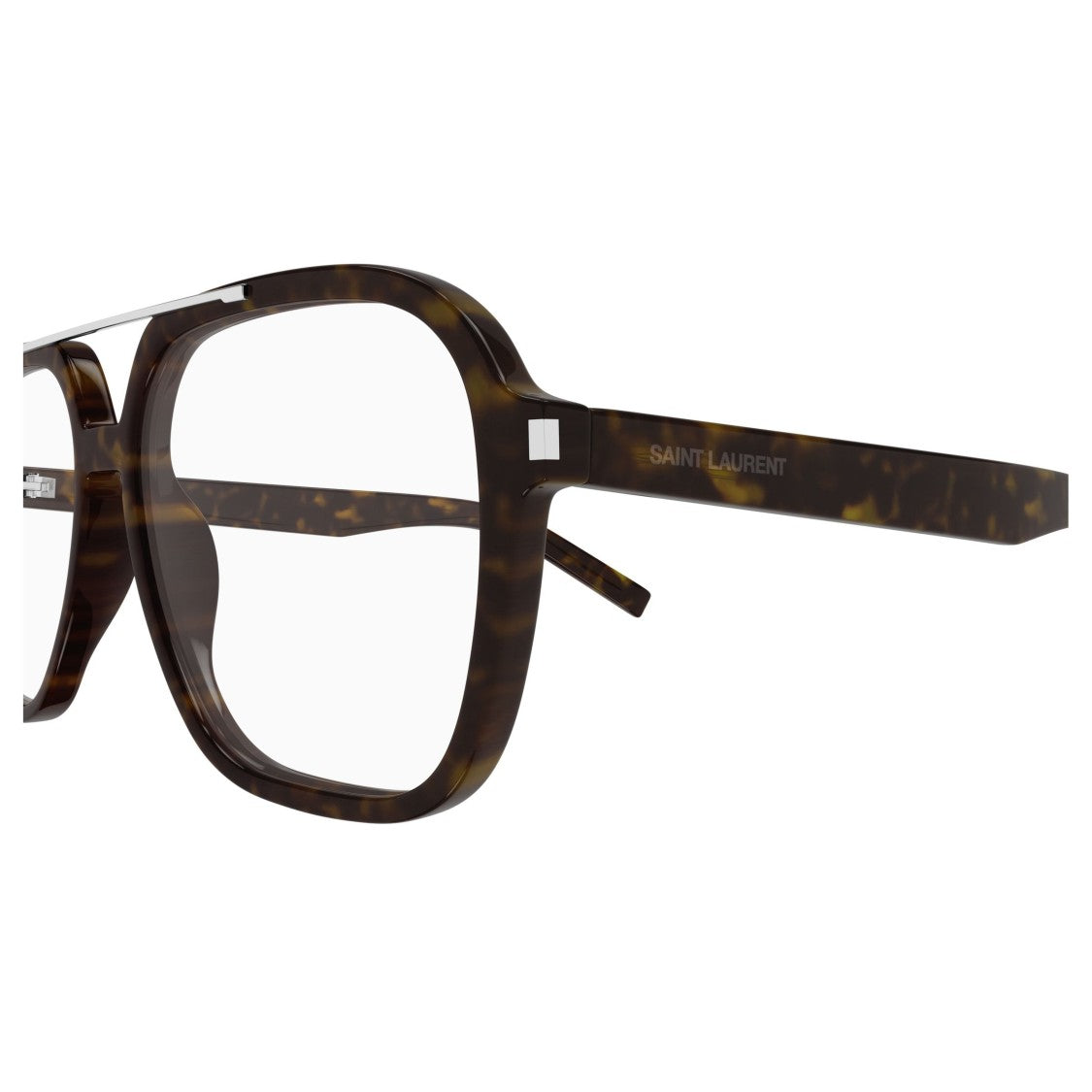 Saint Laurent Oversized Square Tortoiseshell Sunglasses With Silver Metal Bridge