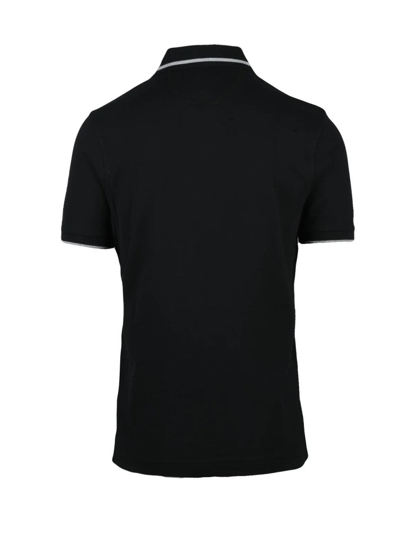 La Martina Black Cotton Elastane Polo