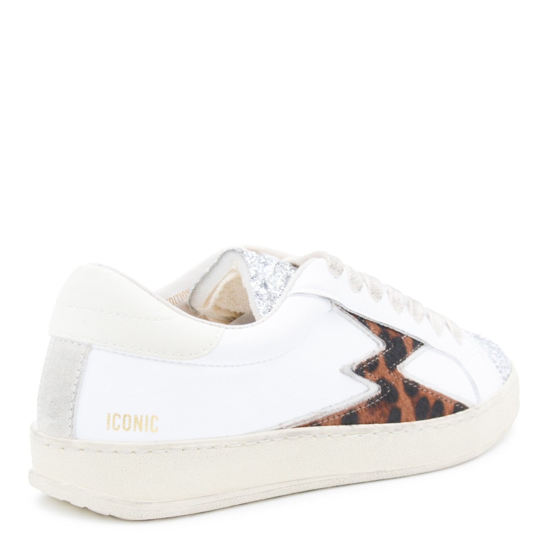 Moaconcept White And Leopard Sneakers From Moaconcept Featuring Round Toe, Laces Fastening, Side Leopard Detail, Logo Print And Rubber Sole.