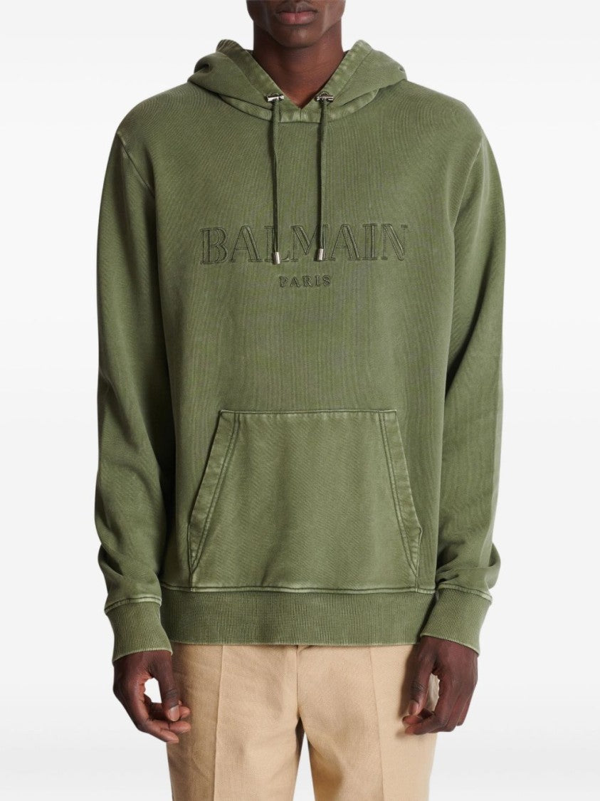 Balmain Olive Green Pouch Pocket Sweatshirt