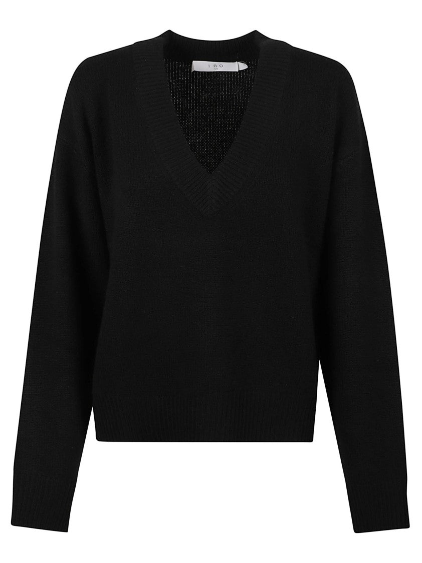 Iro Deep V-Neck Knit Sweater With Ribbed Detailing