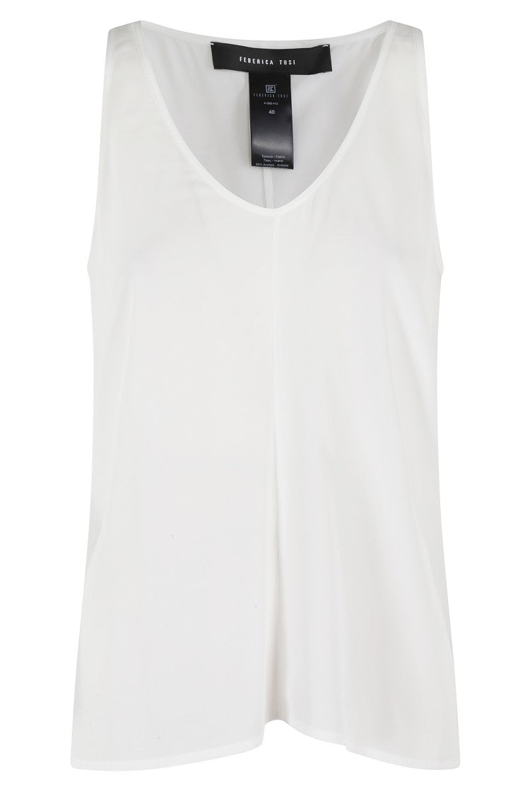 Federica Tosi White Crepe De Chine Sleeveless Top