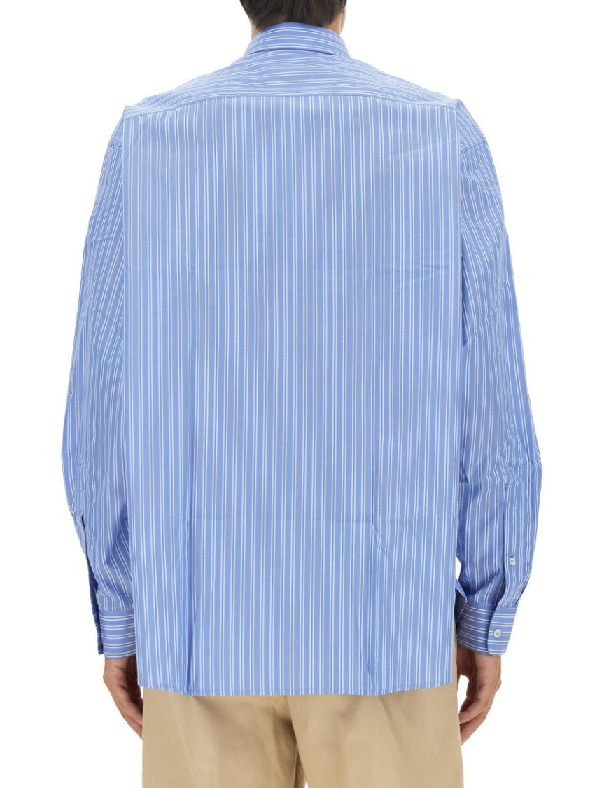 Lanvin Vertical Stripe Oversize Fit Shirt In Cotton