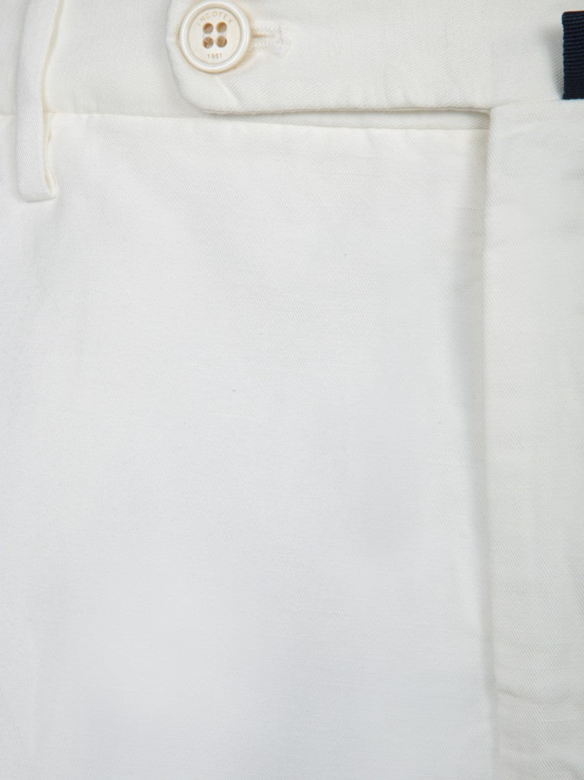 Incotex Tailored White Trousers In Breathable Linen-Cotton Blend