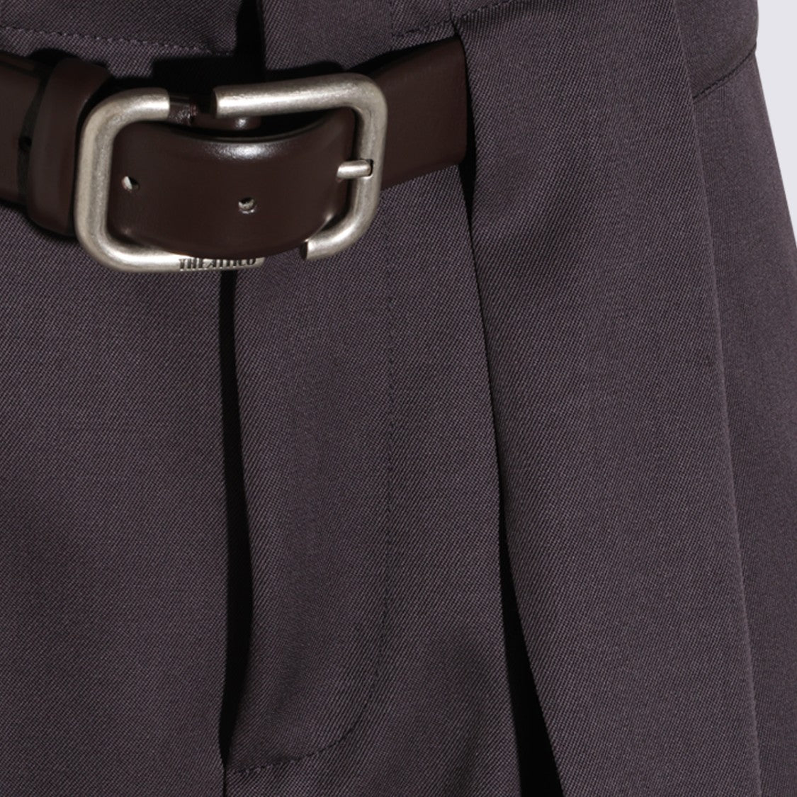 The Attico High-Waisted Tailored Trousers With Silver Buckle And Cuffed Hems