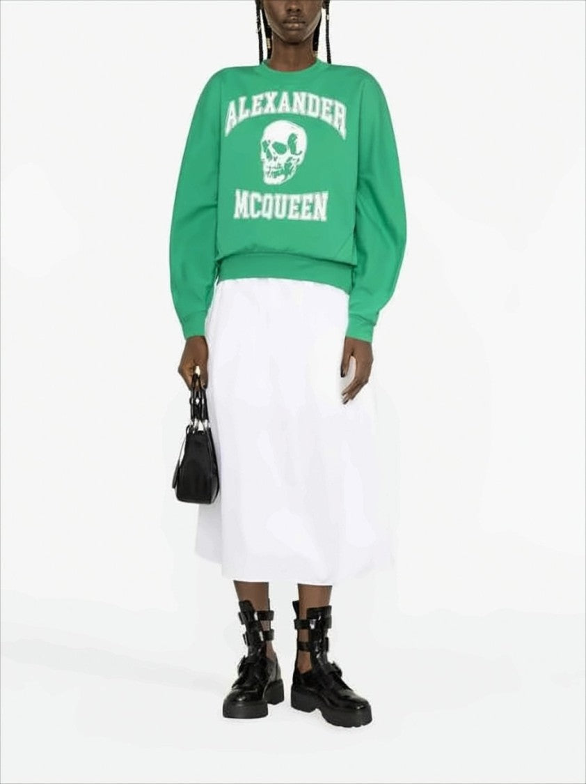 Alexander Mcqueen Long-Sleeve Graphic Sweatshirt With Ribbed Cuffs