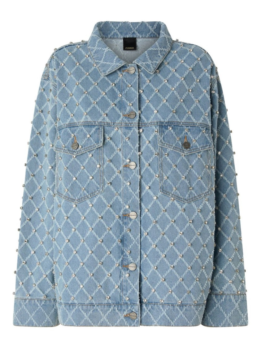 Pinko Diamond Quilted Denim Jacket