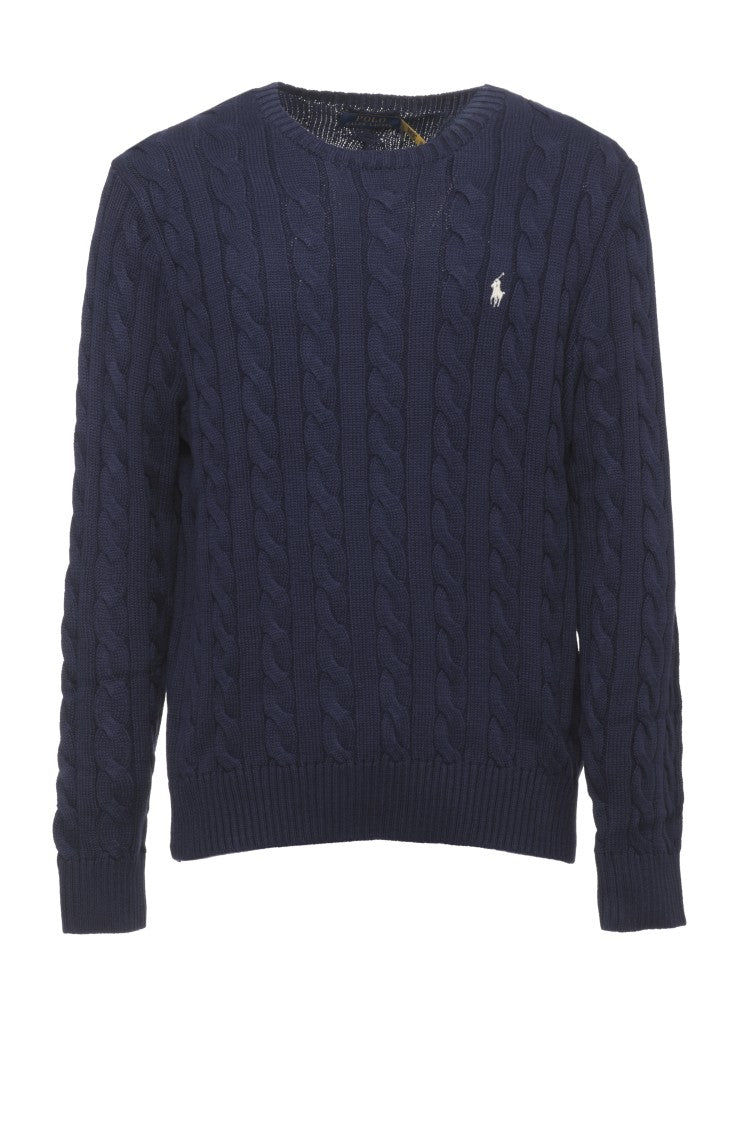 Polo Ralph Lauren Blue Pony Braided Cotton Sweater