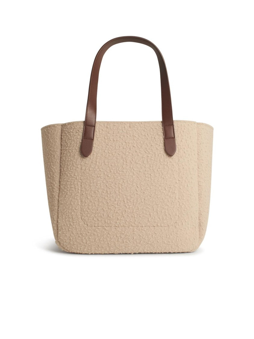 J. W. Anderson Belt Tote Beige Boiled Wool Shoulder Bag