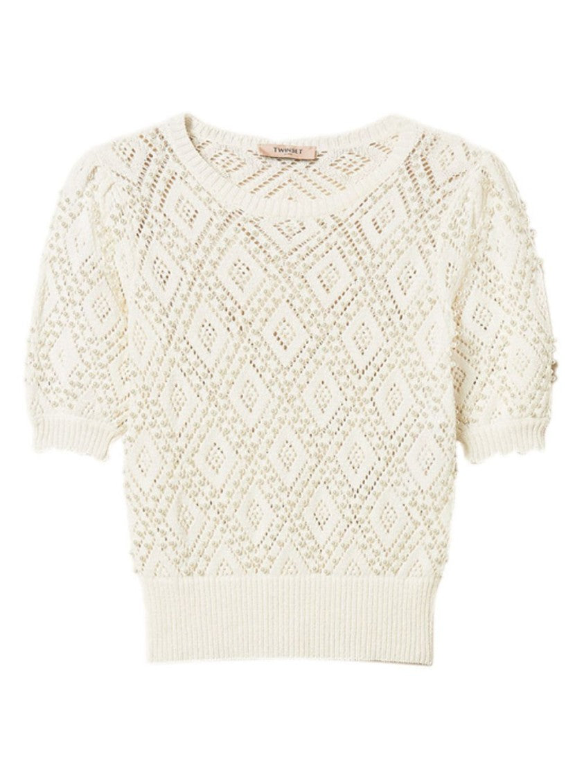 Twin-Set Cropped Open-Knit Sweater