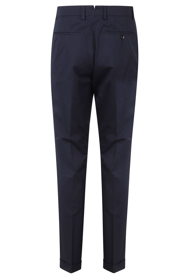 Berwich Navy Yretro Darts Turn-Up Cotton-Blend Trousers