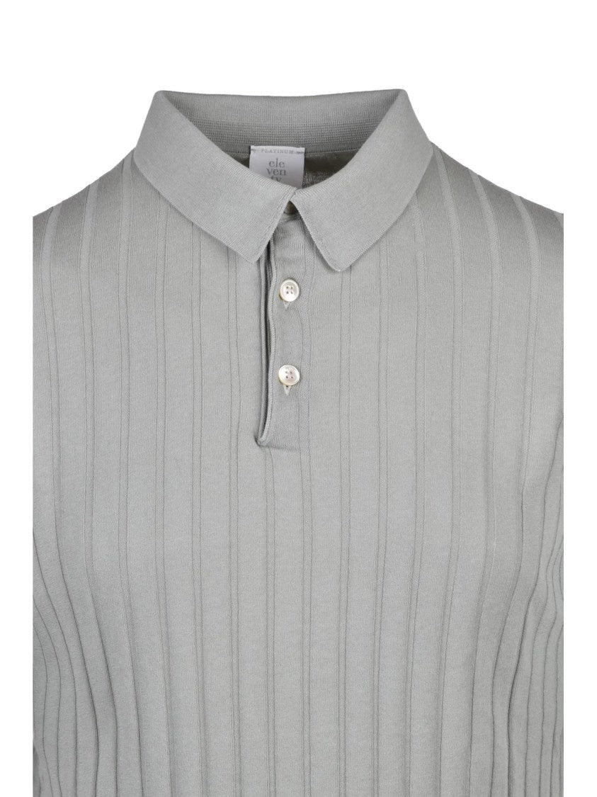 Eleventy Knit Polo Shirt - Sage Green
