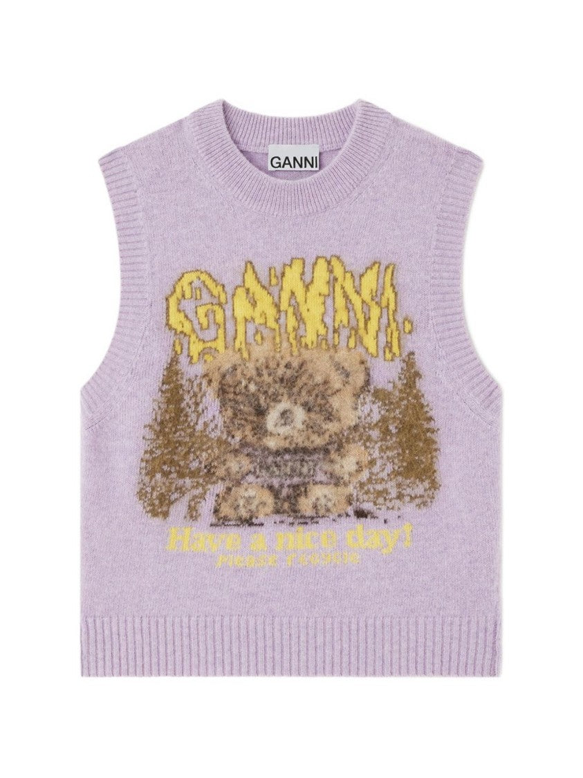 Ganni Sleeveless Knitted Bear Vest