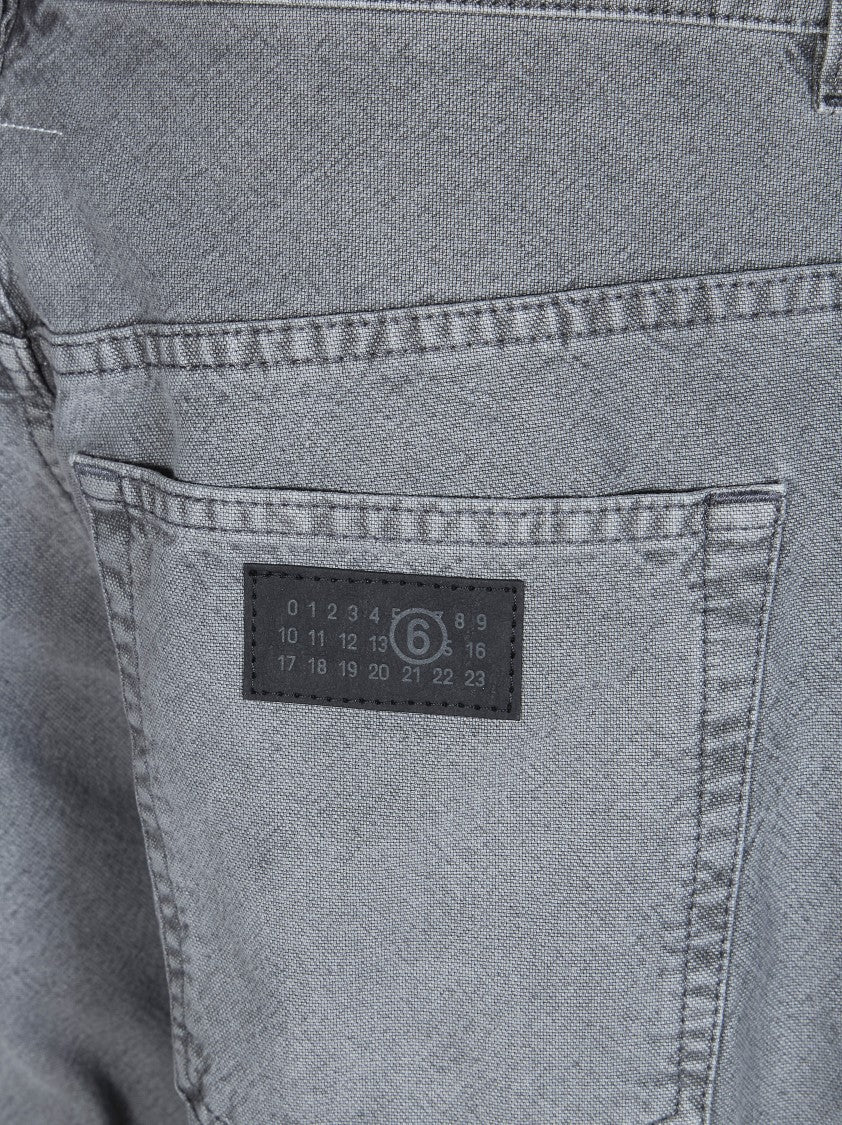 Mm6 By Maison Margiela Washed Grey Numeric Patch Straight Jeans