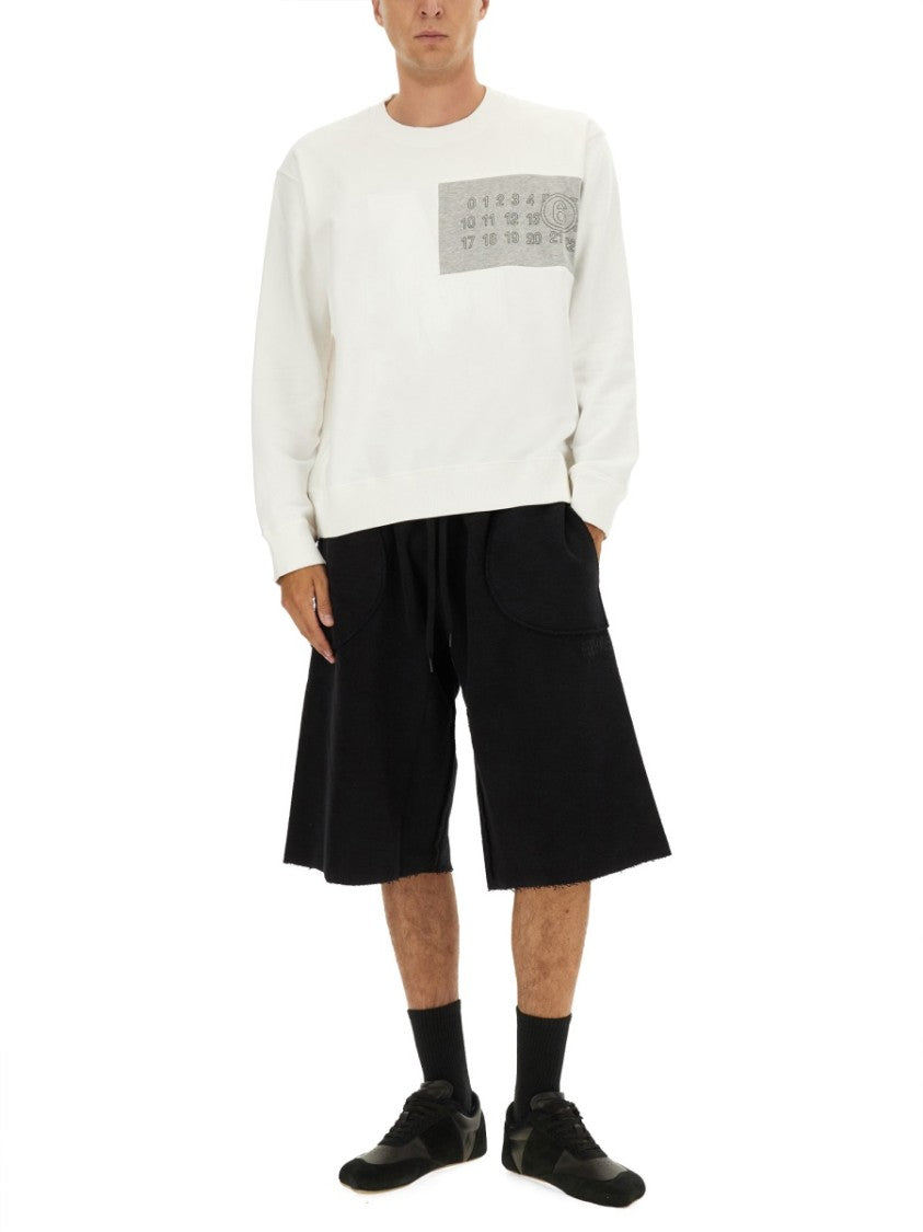 Mm6 By Maison Margiela White Sweatshirt With Contrasting Logo Patch
