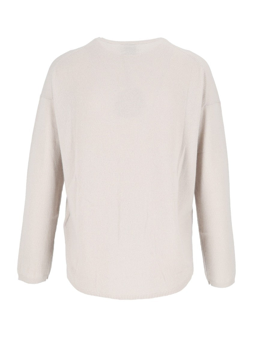 Allude Beige Cashmere Crew Neck Sweater