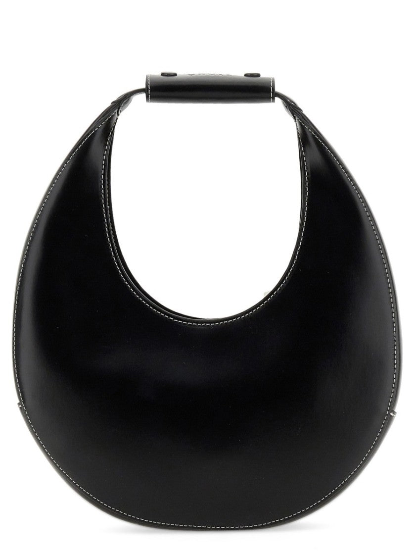 Staud Moon Crescent-Shaped White Stitching Handbag