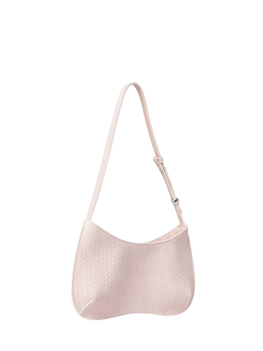 Jacquemus Pink Front Logo Woven Leather Shoulder Bag