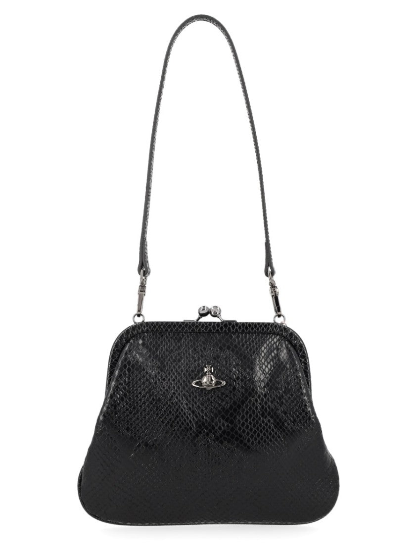 Vivienne Westwood Neutrals Vivienne's Snakeskin Leather Clutch Bag