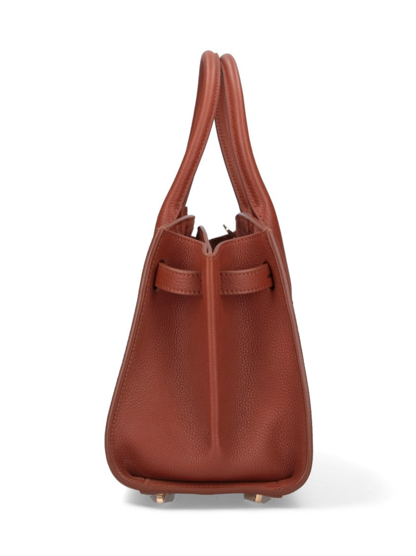 Ferragamo Brown Hammered Leather "Studio Soft" Medium Bag